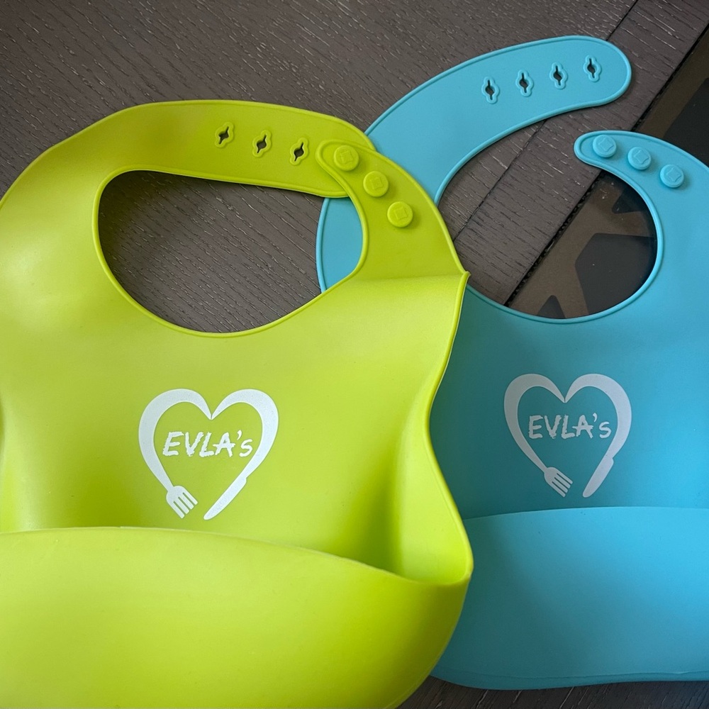 Silicone Baby Bibs - Green and Blue